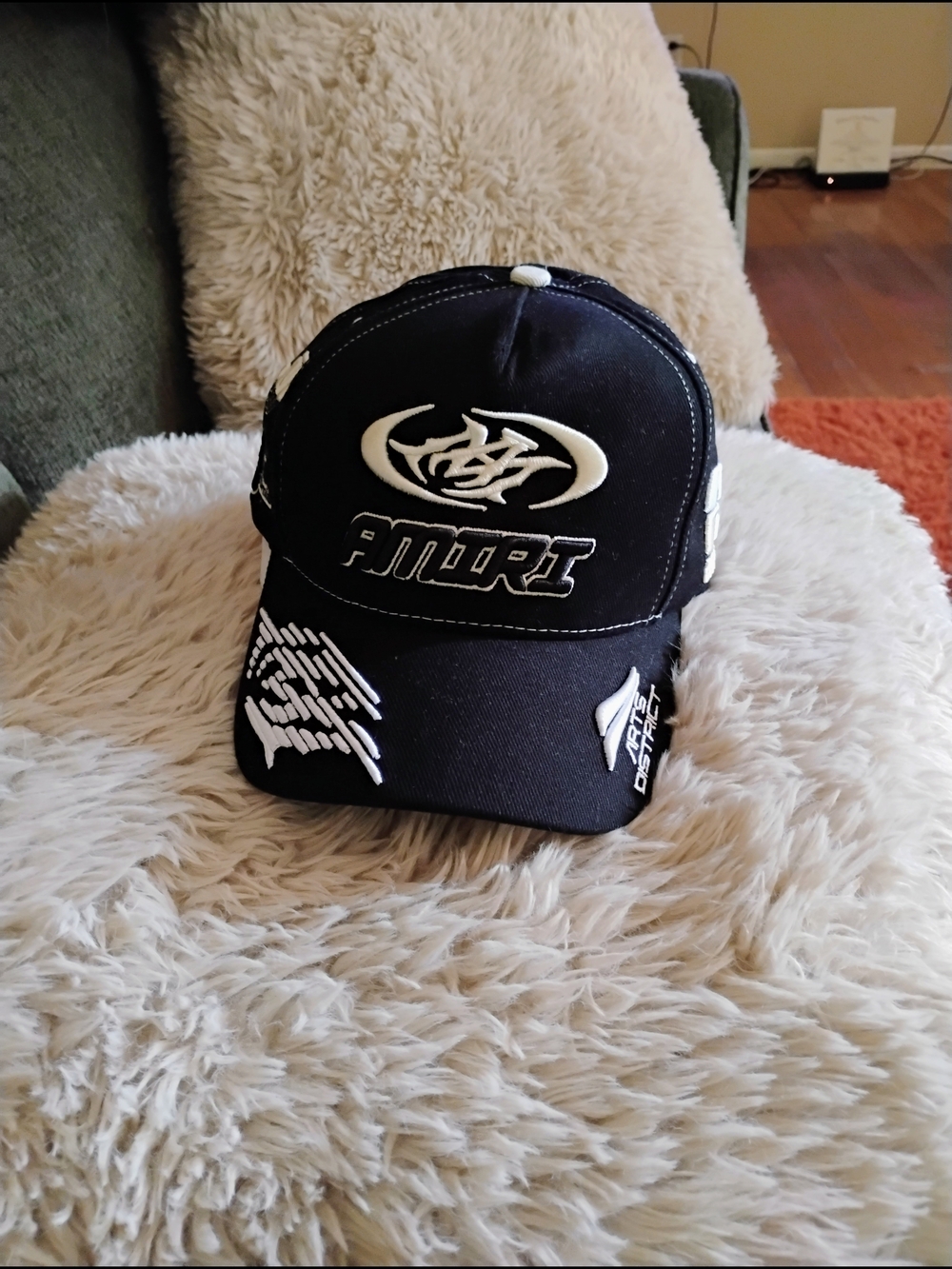 AMUR Black Baseball Cap with White Embroidered Logos